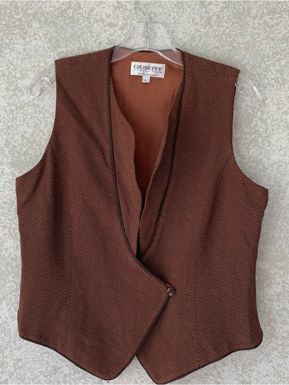 Giuseppe Collection Women’s Large  Rust Brown Textured Sleeveless Vest Luxury